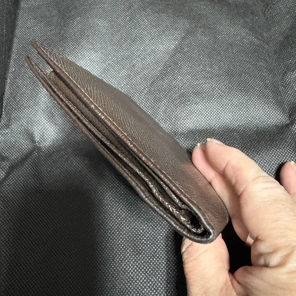 Bulgari Dark Brown Leather Card BiFold Wallet EUC